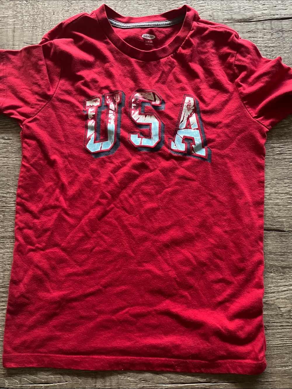 Old Navy Red Kids USA Graphic Short Sleeve Tee